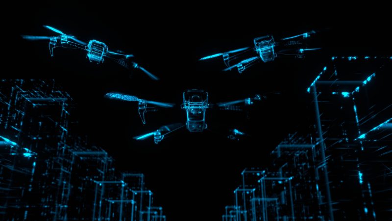 group of drones in a control system