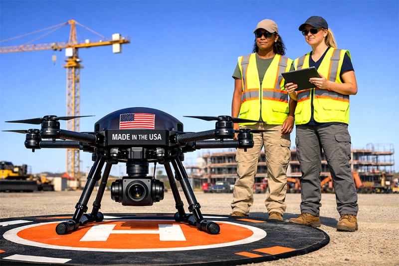 Two women piloting a US-made drone