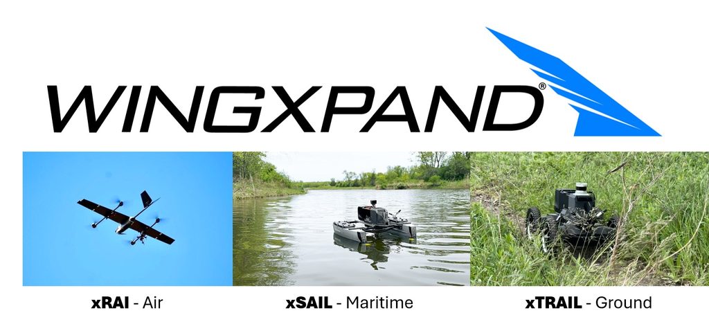 Image of WingXpand vehicles: xRAI for air; xSAIL for maritime, and the xTRAIL for ground.